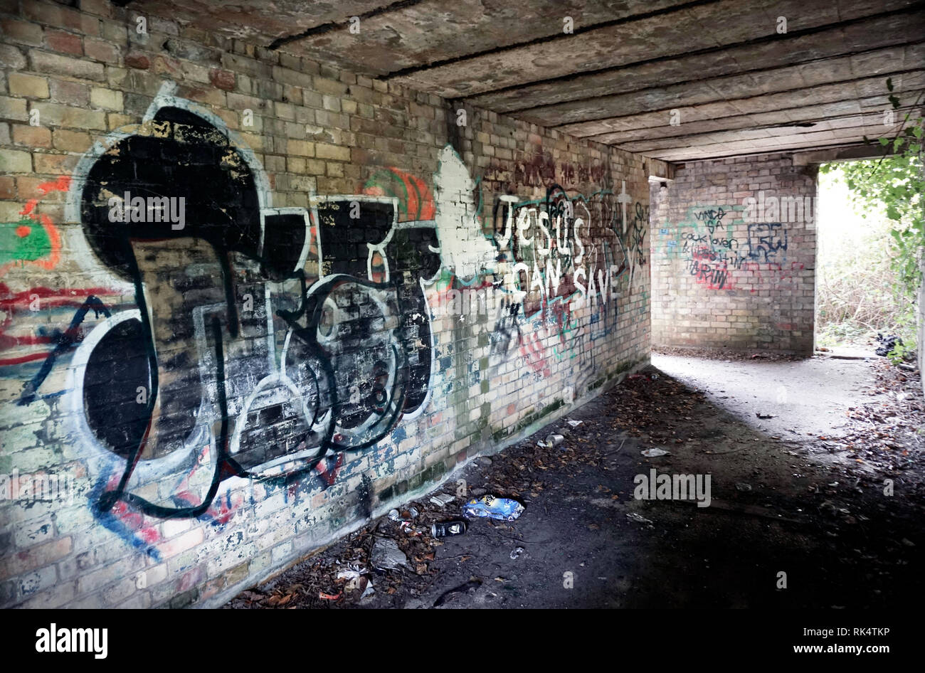 Grafitti in alten Krieg Zeit coastal Observation Point sizewell Suffolk England Großbritannien Stockfoto