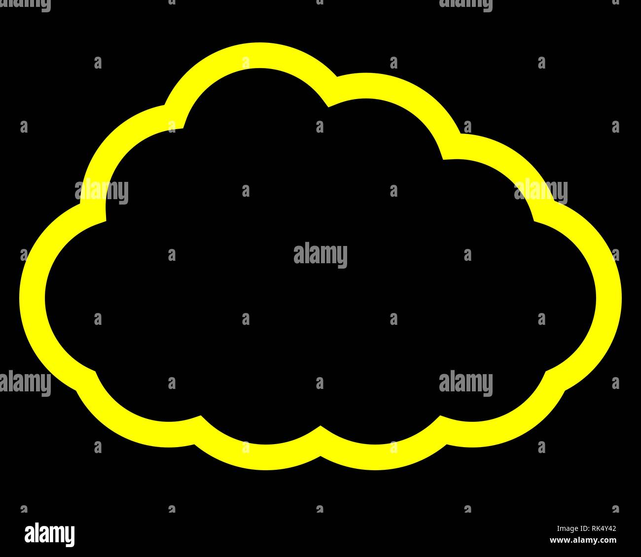 Cloud Symbol - Gelb einfache Umrisse, isoliert - Vector Illustration Stock Vektor