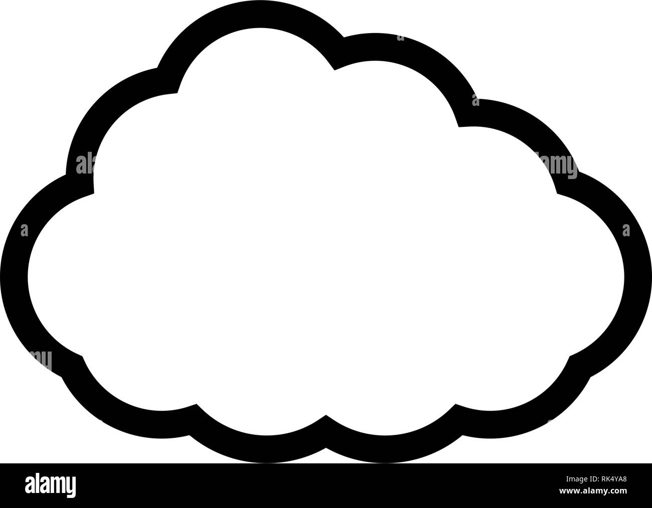 Cloud Symbol - Schwarz einfache Umrisse, isoliert - Vector Illustration Stock Vektor