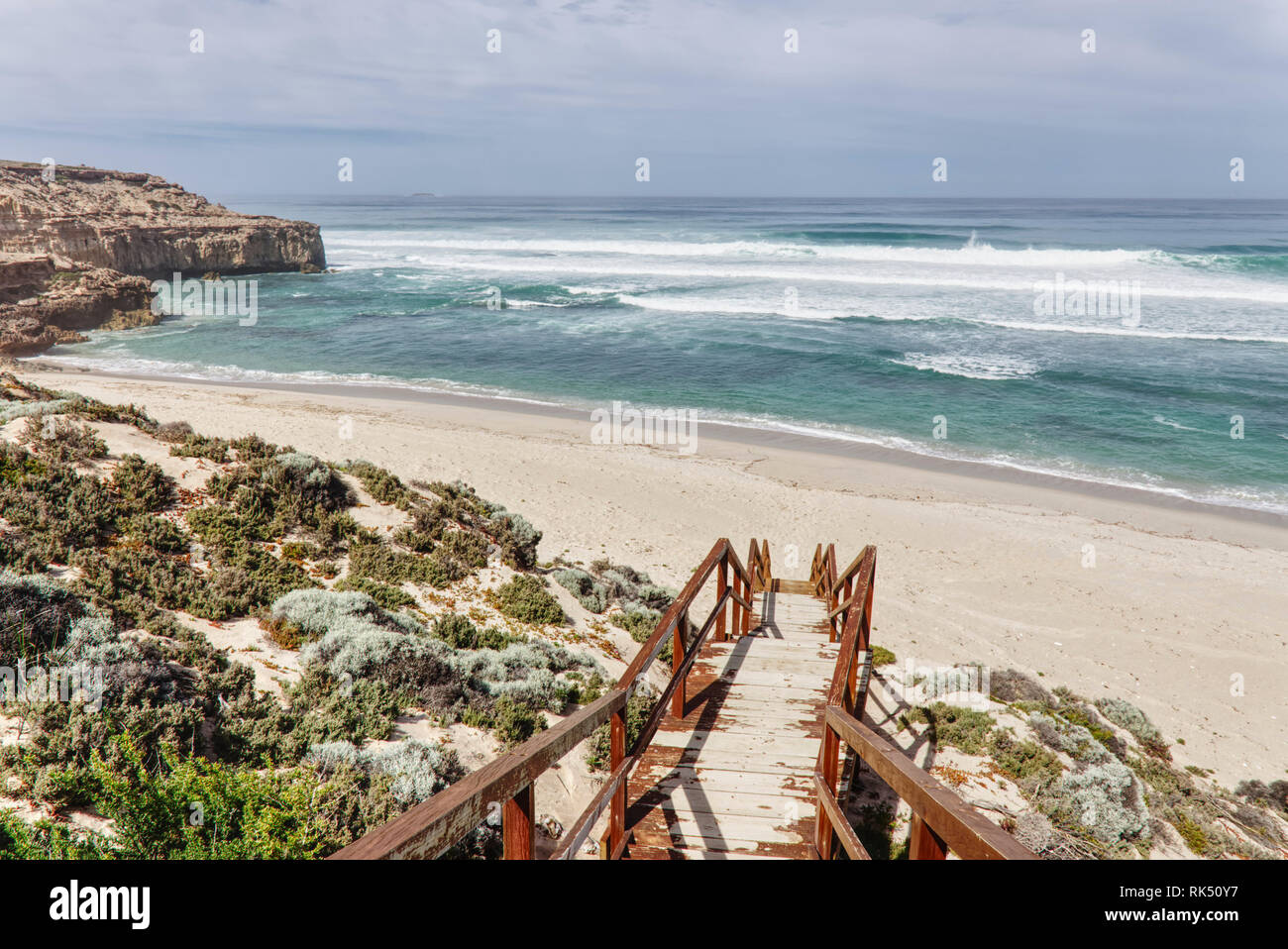 Die schroffe Küstenlandschaft der Sheringa Strand Eyre Peninsula South Australia Stockfoto