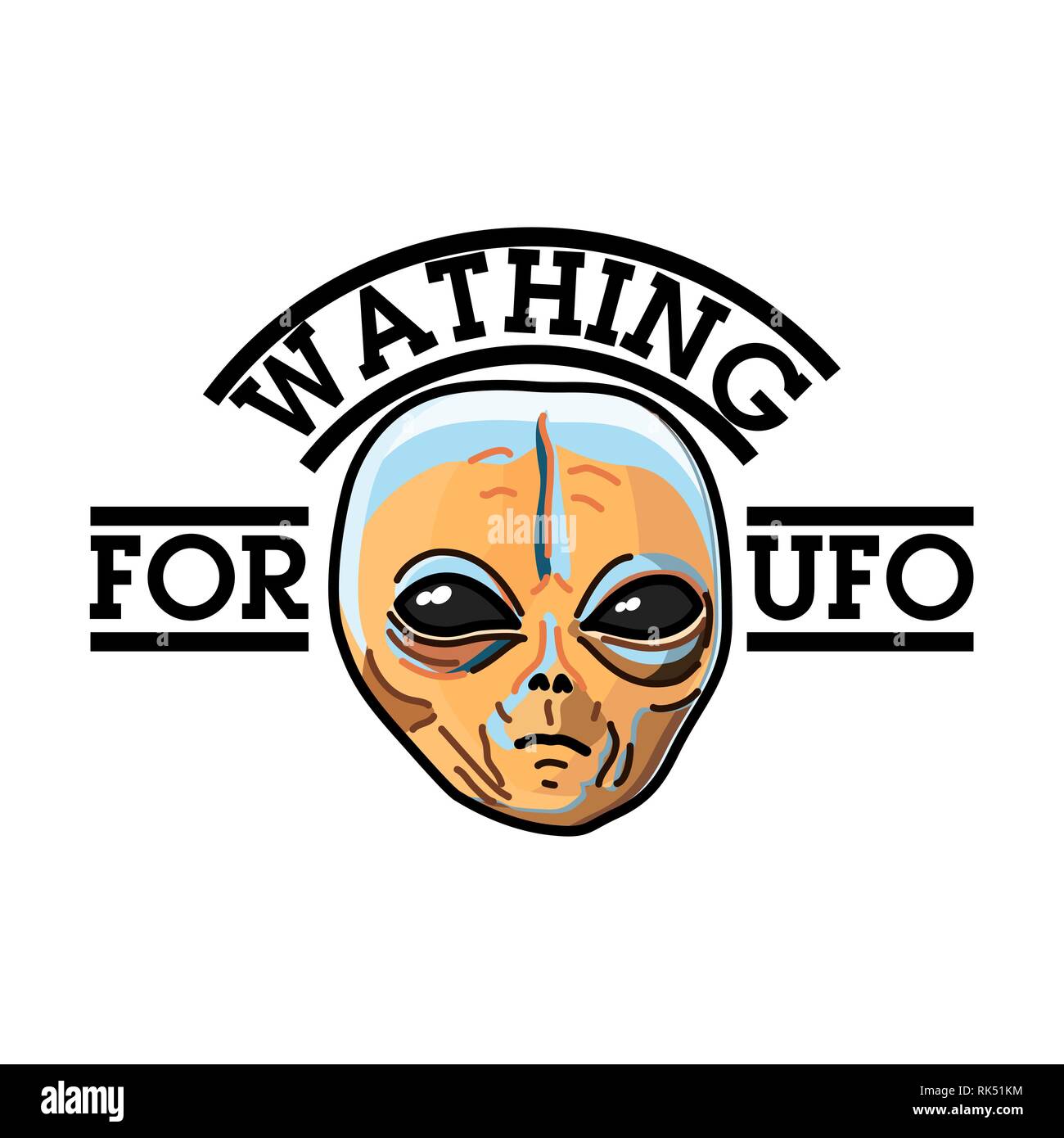 Farbe vintage UFO-Emblem, Etiketten, Abzeichen und gestalterische Elemente. Vector Illustration, EPS 10. Stock Vektor