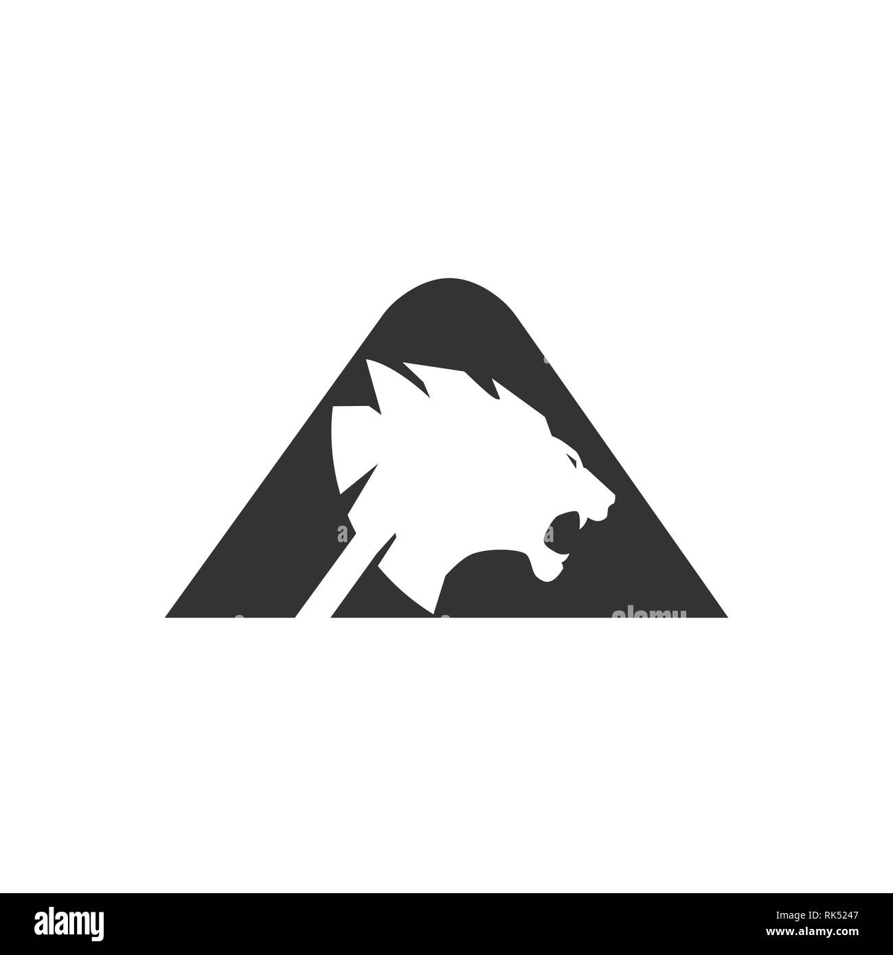 Lion's Head vector Silhouette in den Kreis Shape Design Illustration. Lion vektor Konzept Abbildung. Lion's Head Logo Stock Vektor
