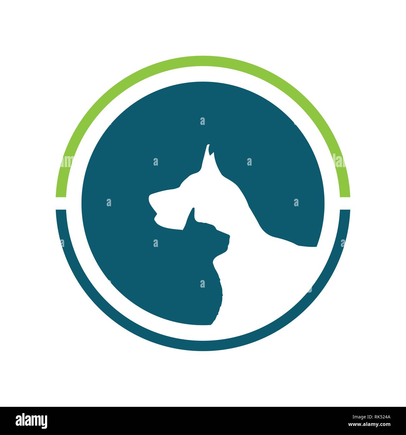 Abstrakte Katze und Hund Haustier oder tierärztlichen Logo in negativen Raum Design Stock Vektor