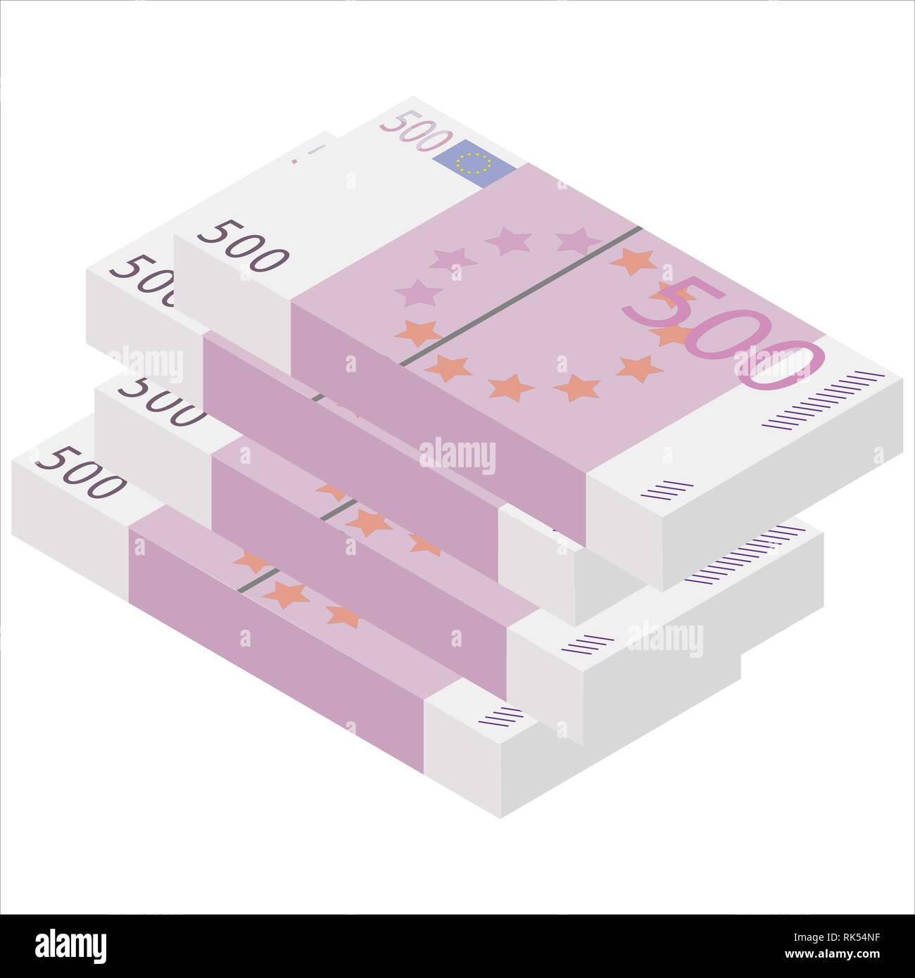 Vektor Pakete von Banknoten. Haufen Geld isometrische Darstellung. Hunderte von Euro Stock Vektor