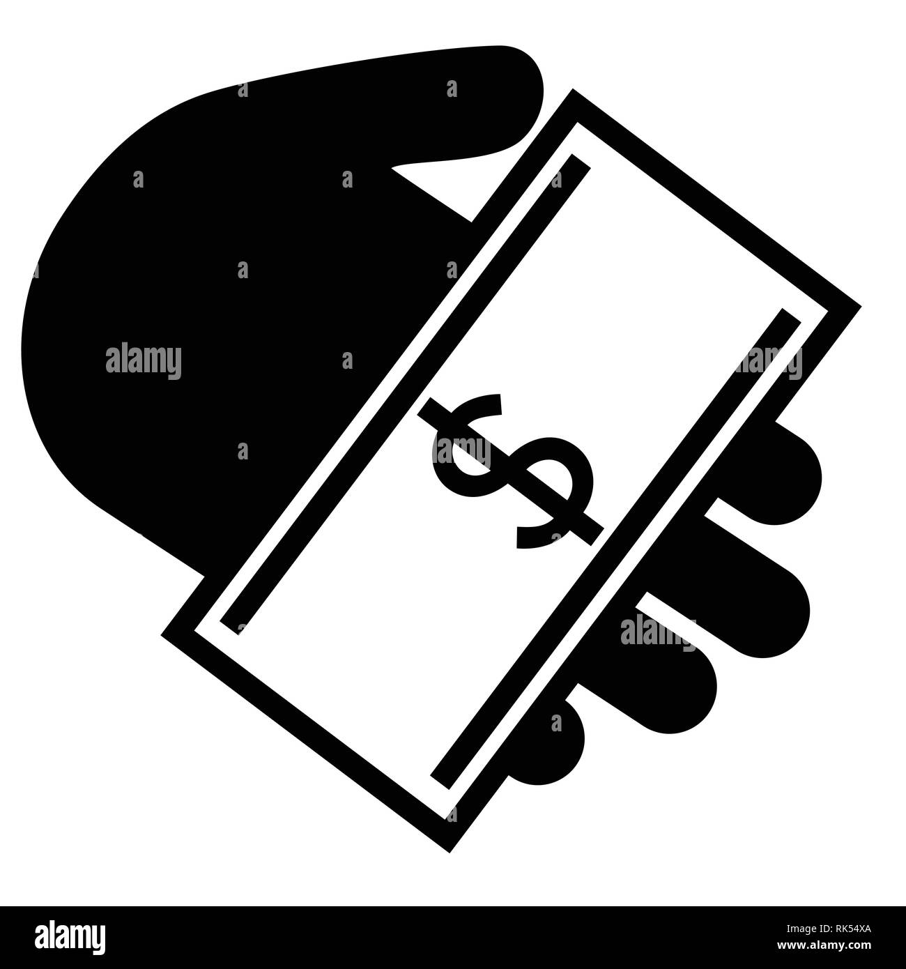 Vektor Symbol Geld in die Hand. Dollar Banknote Stock Vektor