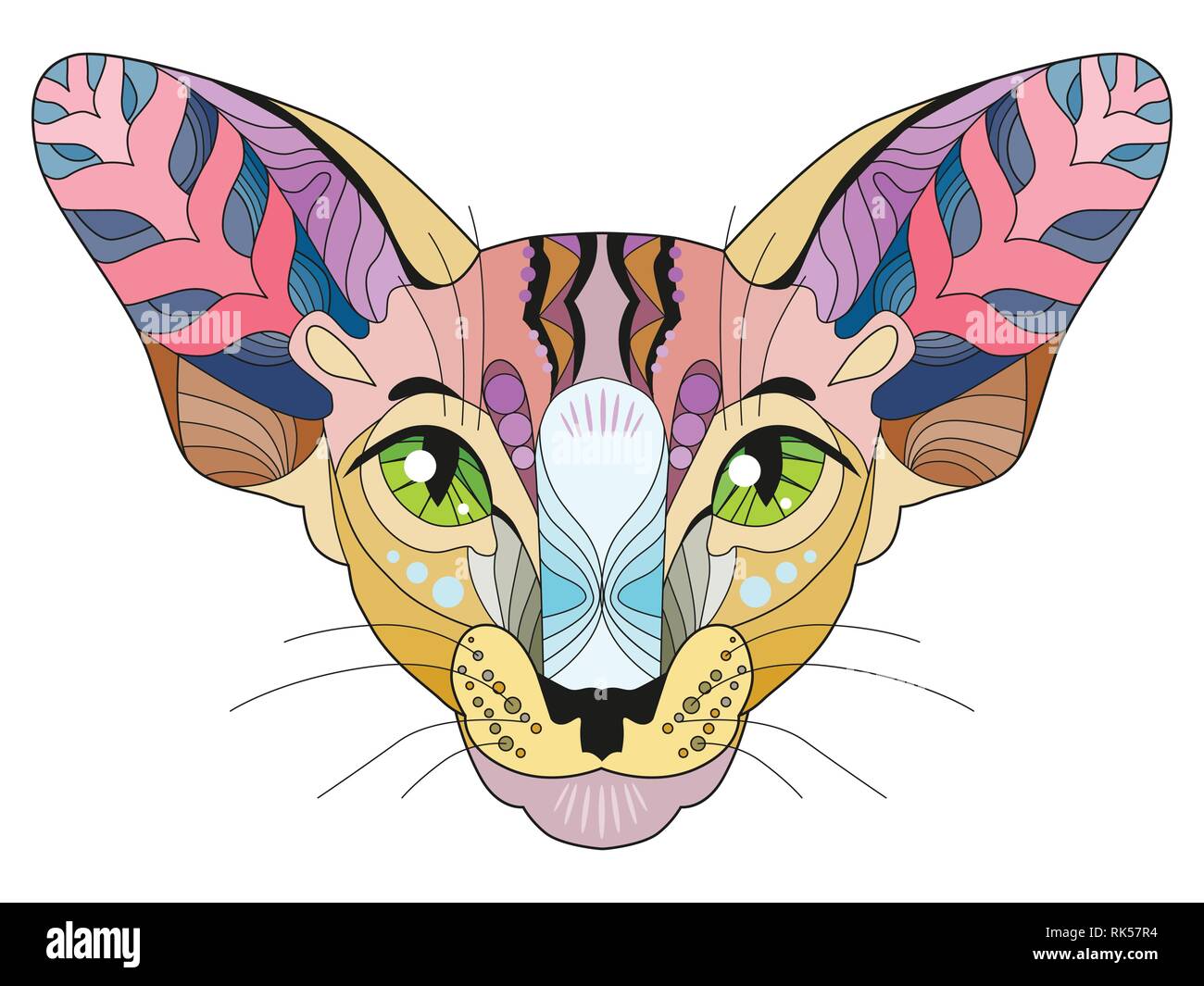 Zentangle stilisierten Kopf der Katze. Hand gezeichnet Spitze Vector Illustration Stock Vektor