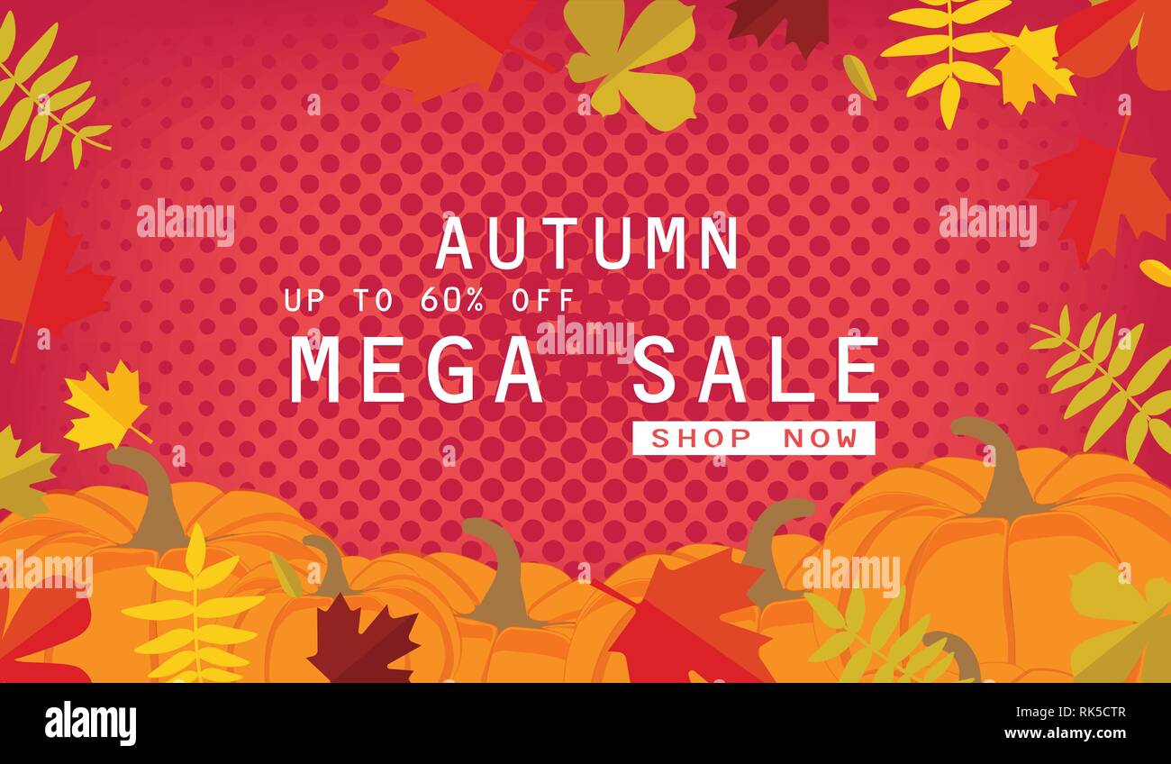 Herbst Sale Hintergrund Layout mit Blättern für Shopping Verkauf oder Promo Poster und frame Packungsbeilage oder Web Banner schmücken. Vector Illustration Vorlage. Stock Vektor