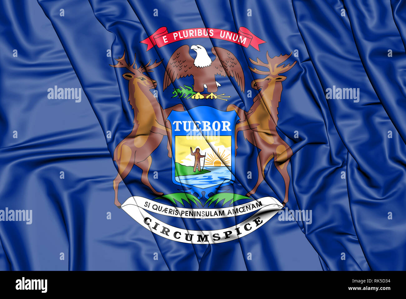 3D-Markierung von Michigan, USA. 3D-Darstellung. Stockfoto