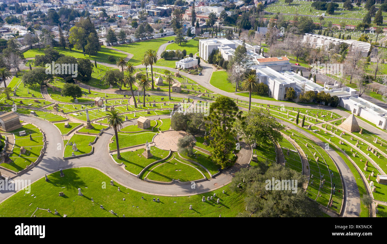 Bergblick Friedhof, Oakland, CA, USA Stockfoto