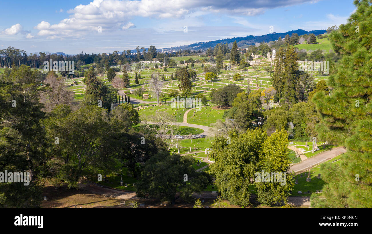 Bergblick Friedhof, Oakland, CA, USA Stockfoto