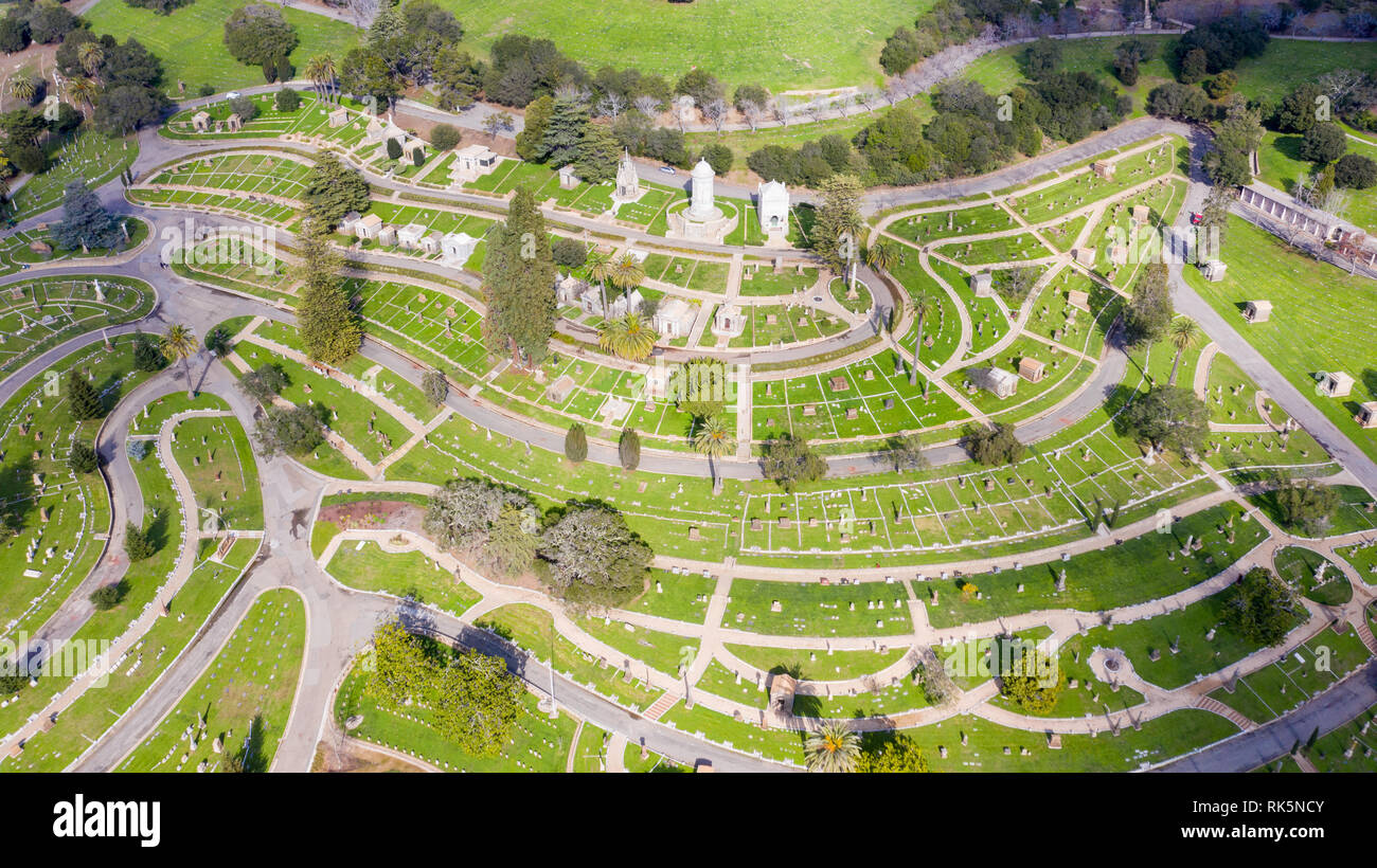 Bergblick Friedhof, Oakland, CA, USA Stockfoto