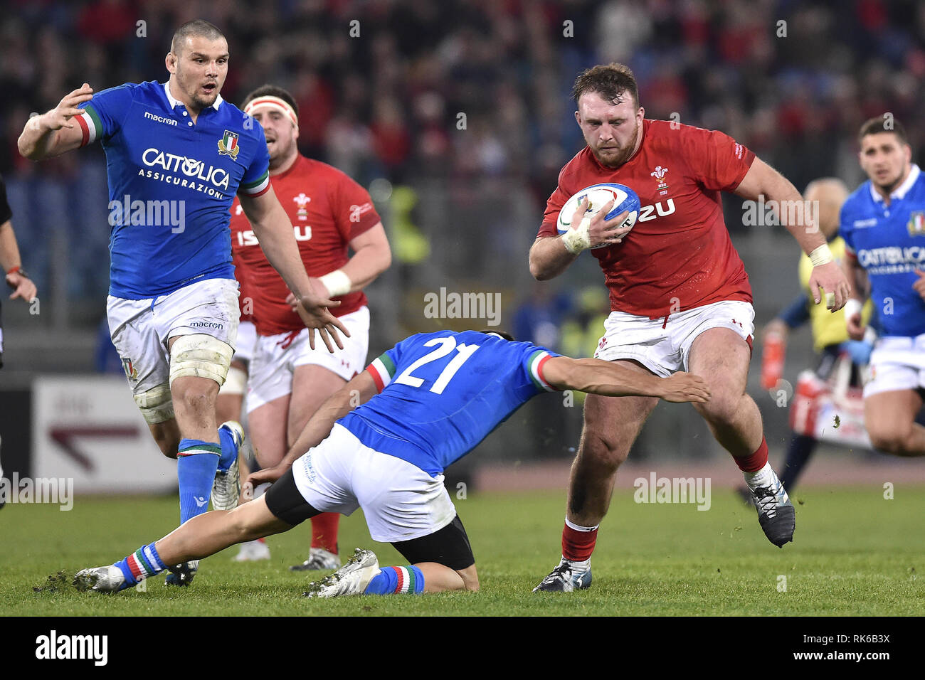 Rom, Italien. 09. Februar, 2019. Elliot Dee von Wales während der sechs Nationen 2019 Match zwischen Italien und Wales Stadio Olimpico, Rom, Italien Am 9. Februar 2019. Foto von salvio Calabrese. Credit: UK Sport Pics Ltd/Alamy leben Nachrichten Stockfoto