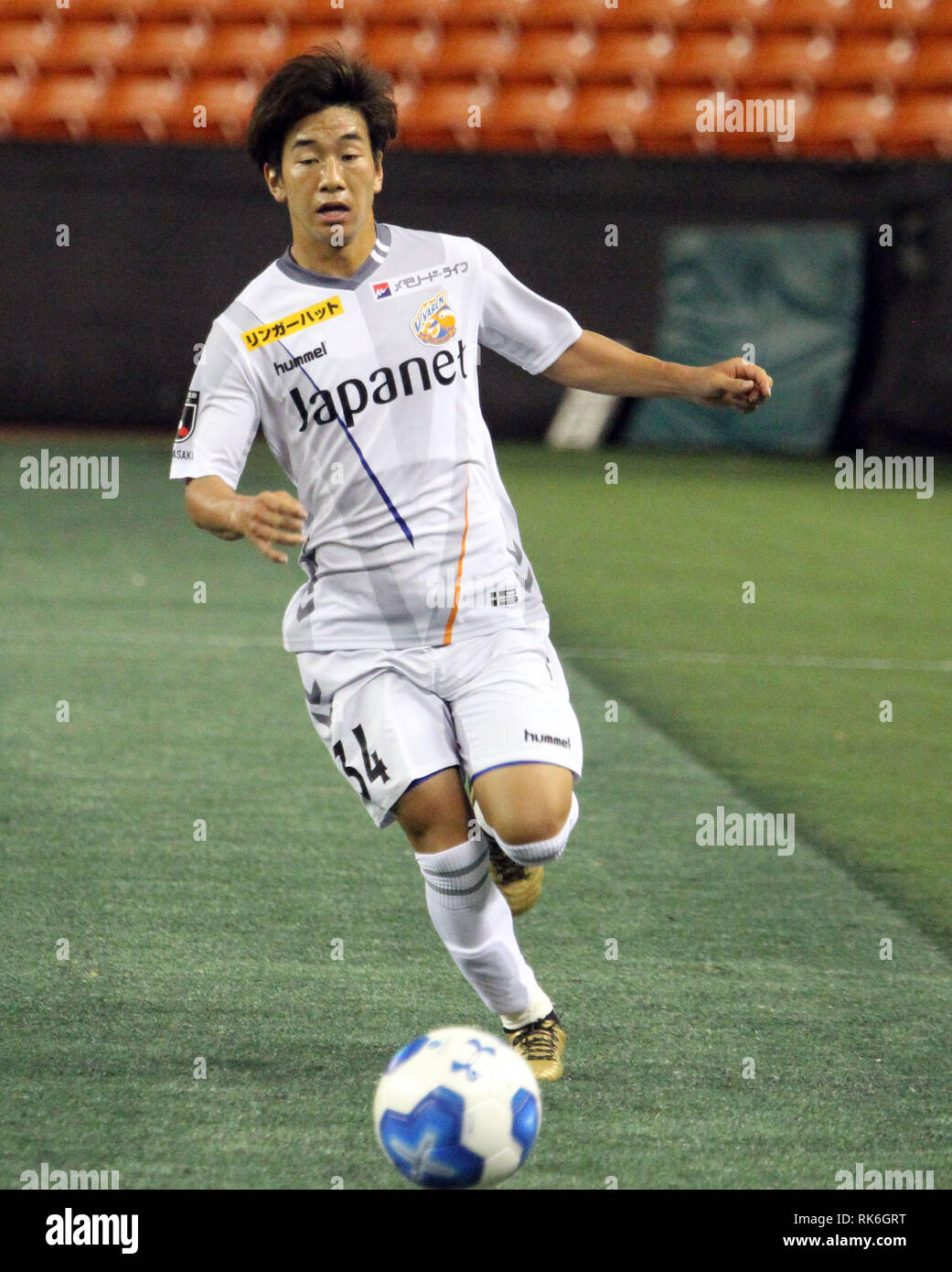 Februar 8, 2019-V-Varen Nagasaki Mittelfeldspieler Takumi Nagura #34 Während der Pacific Rim Pokalspiel zwischen dem V-Varen Nagasaki und Vancouver Whitecaps FC am Aloha Stadium in Honolulu, HI Michael Sullivan/CSM Stockfoto