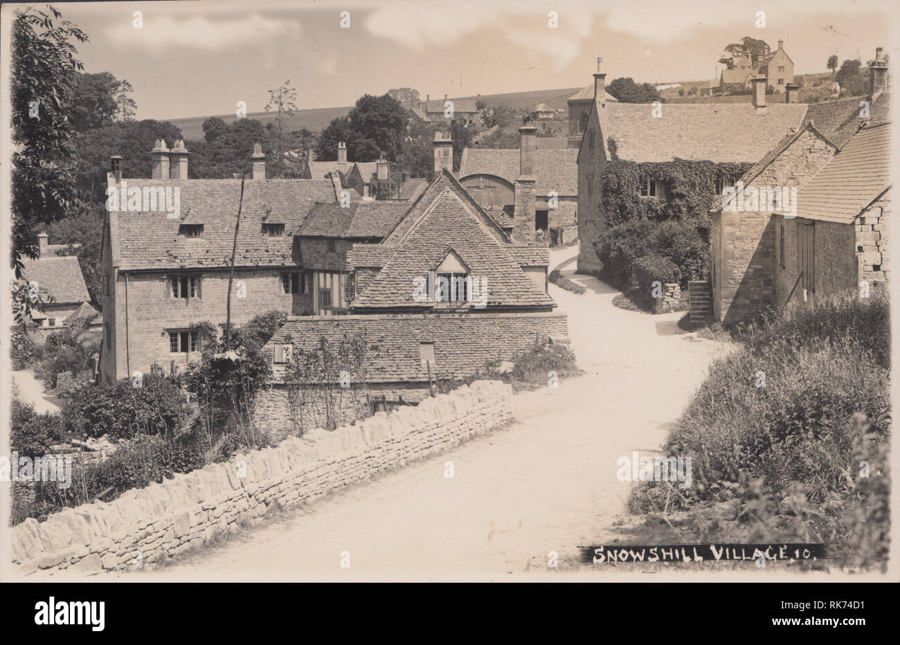 Anzeigen von Snowshill Dorf, Gloucestershire, England Stockfoto
