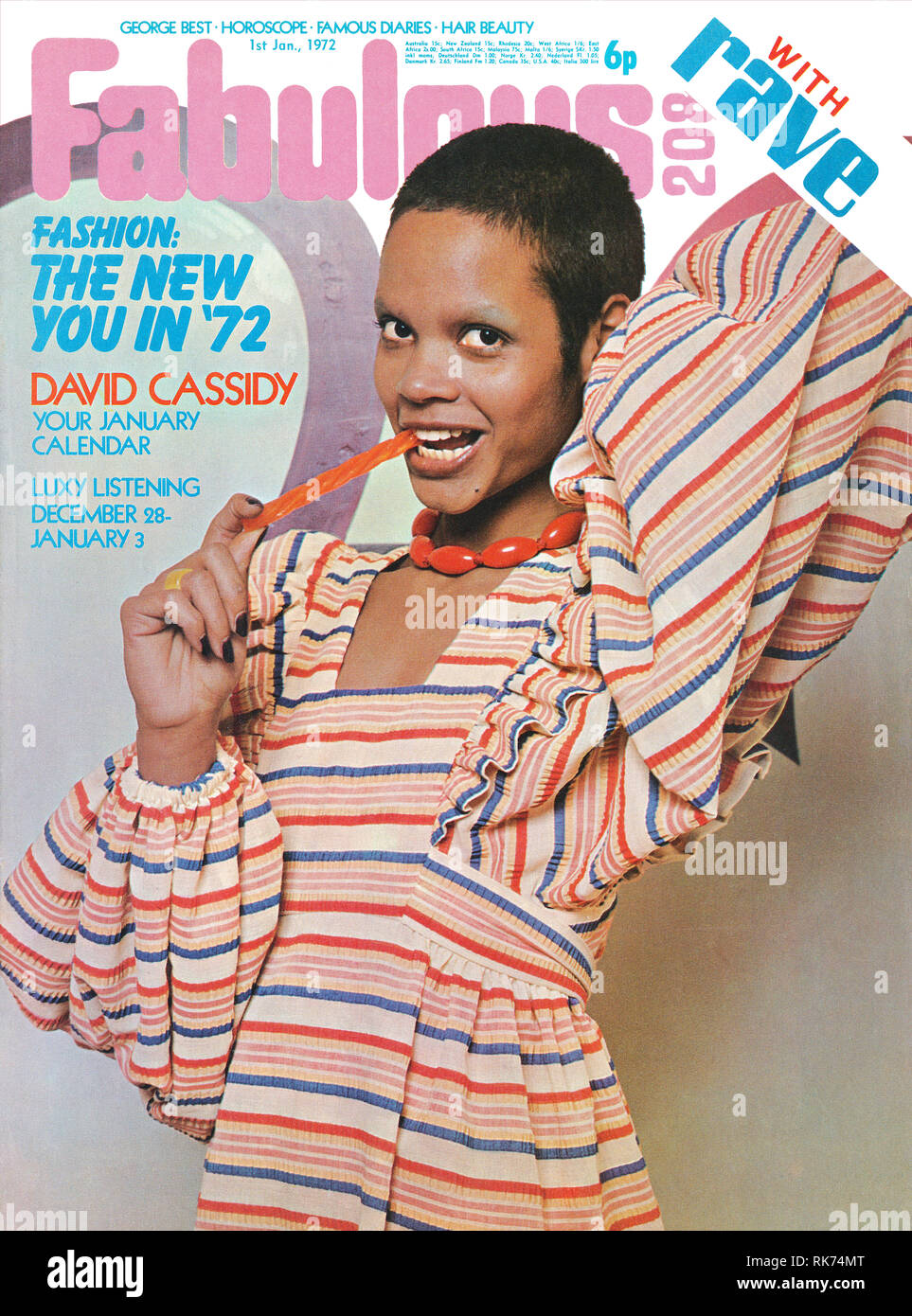 Jahrgang Magazin Cover von sagenhaften 208 mit Rave zum 01. Januar 1972. Stockfoto