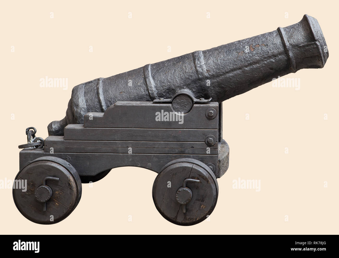 Mittelalterliche Kanone Schwarzpulver Artillerie im Mittelalter,  Reenactment, auf weißem Hintergrund Stockfotografie - Alamy