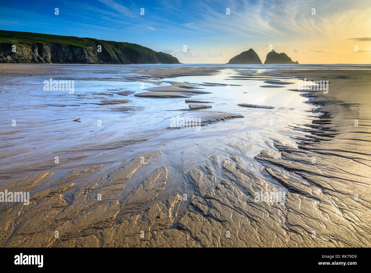 Holywell Strand in Cornwall. Stockfoto