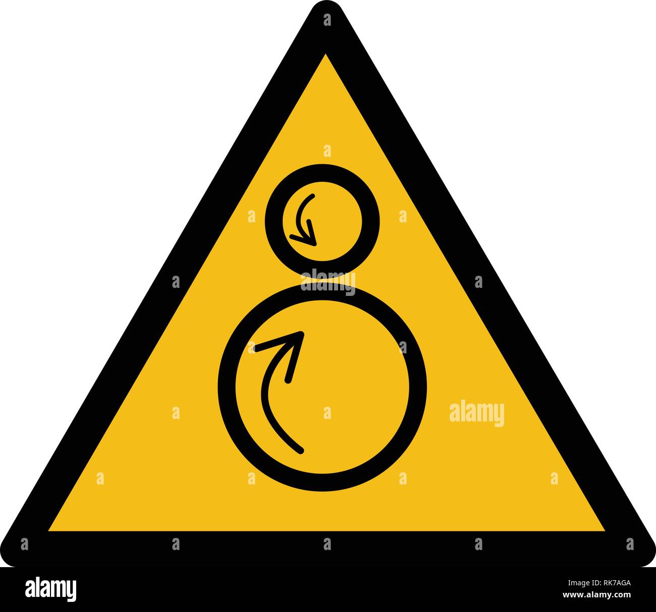 Internationale Gefahrensymbol gegenläufige Walzen. Stock Vektor