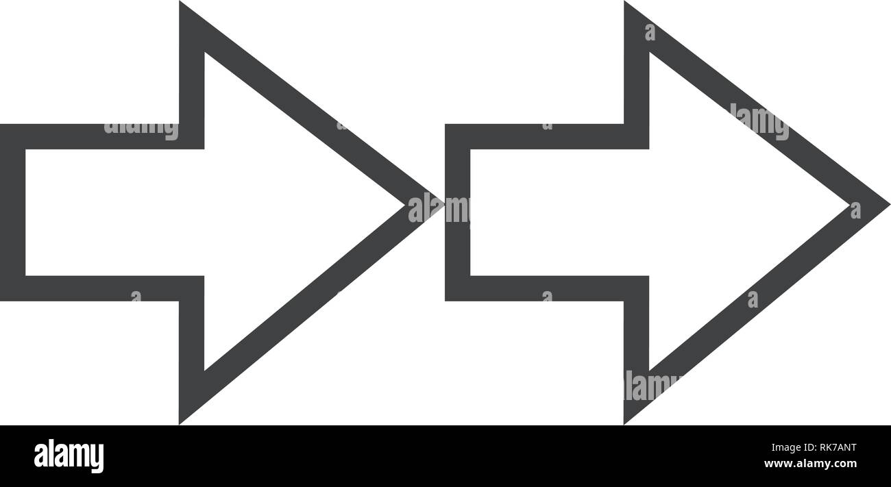 Flache einfachen Vektor Symbol zwei Pfeile nach rechts Richtung. Stock Vektor