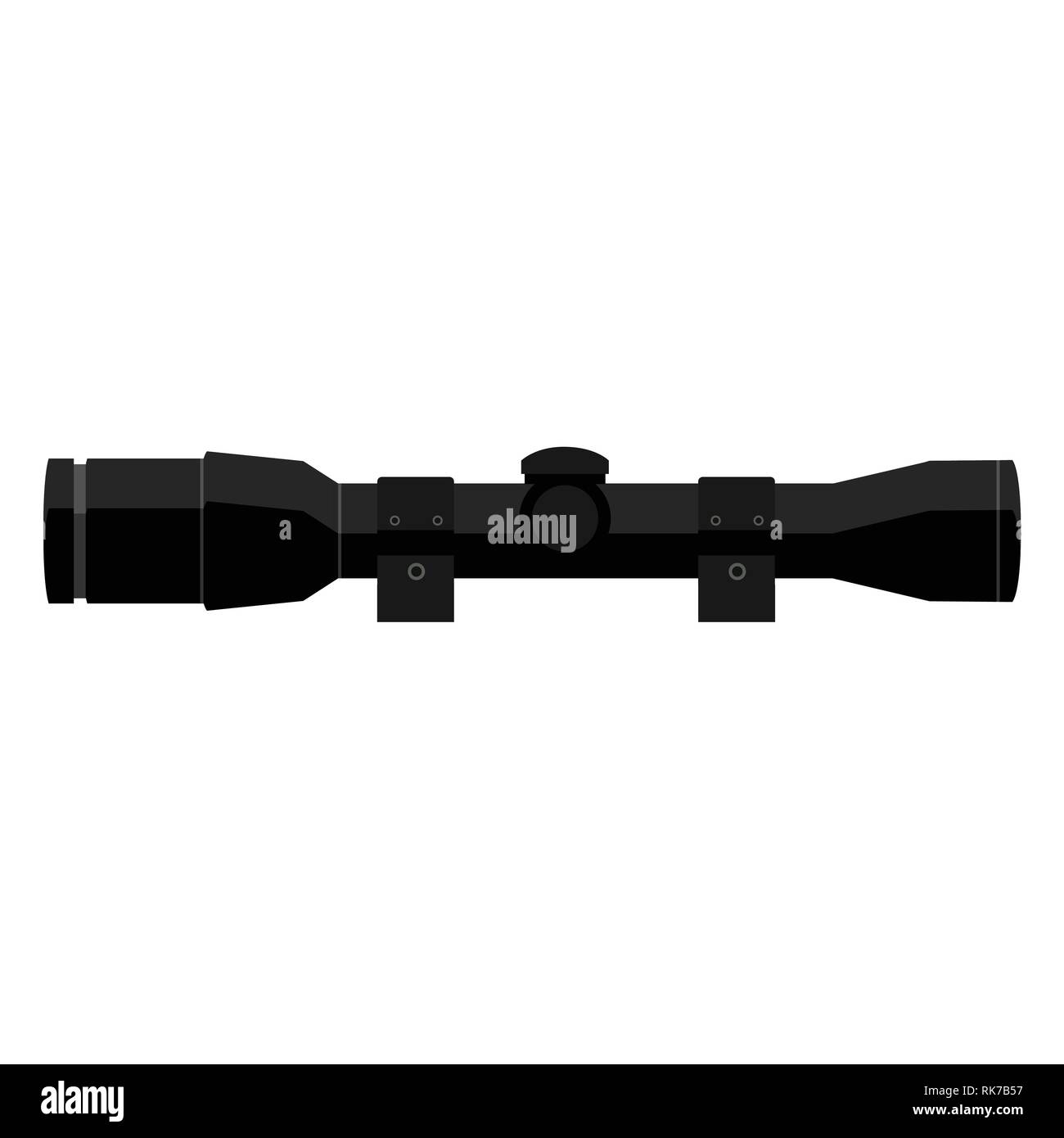 Vector Illustration sniper Jagd Umfang, Sicht auf weißem Hintergrund. Teleskop Optik Stock Vektor