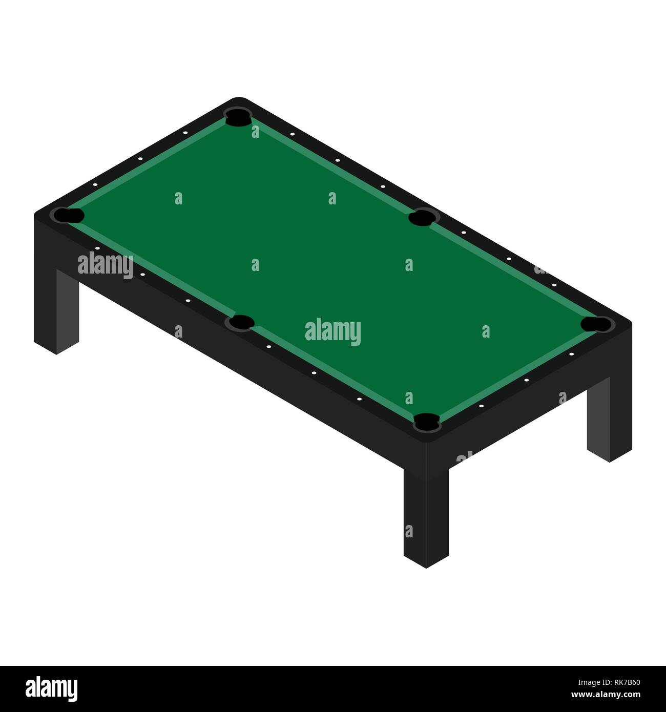 Vector Illustration realistische leeren Pool Table. Billardtisch mit grünem Tuch isometrische 3D-Perspektive Stock Vektor