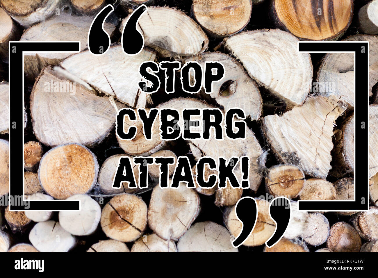 Schreiben Hinweis angezeigt Stop Cyber Attack. Business foto Präsentation verhindern Schäden durch Hacker Computer Netzwerk Holz- hintergrund Vintage zerstören Stockfoto