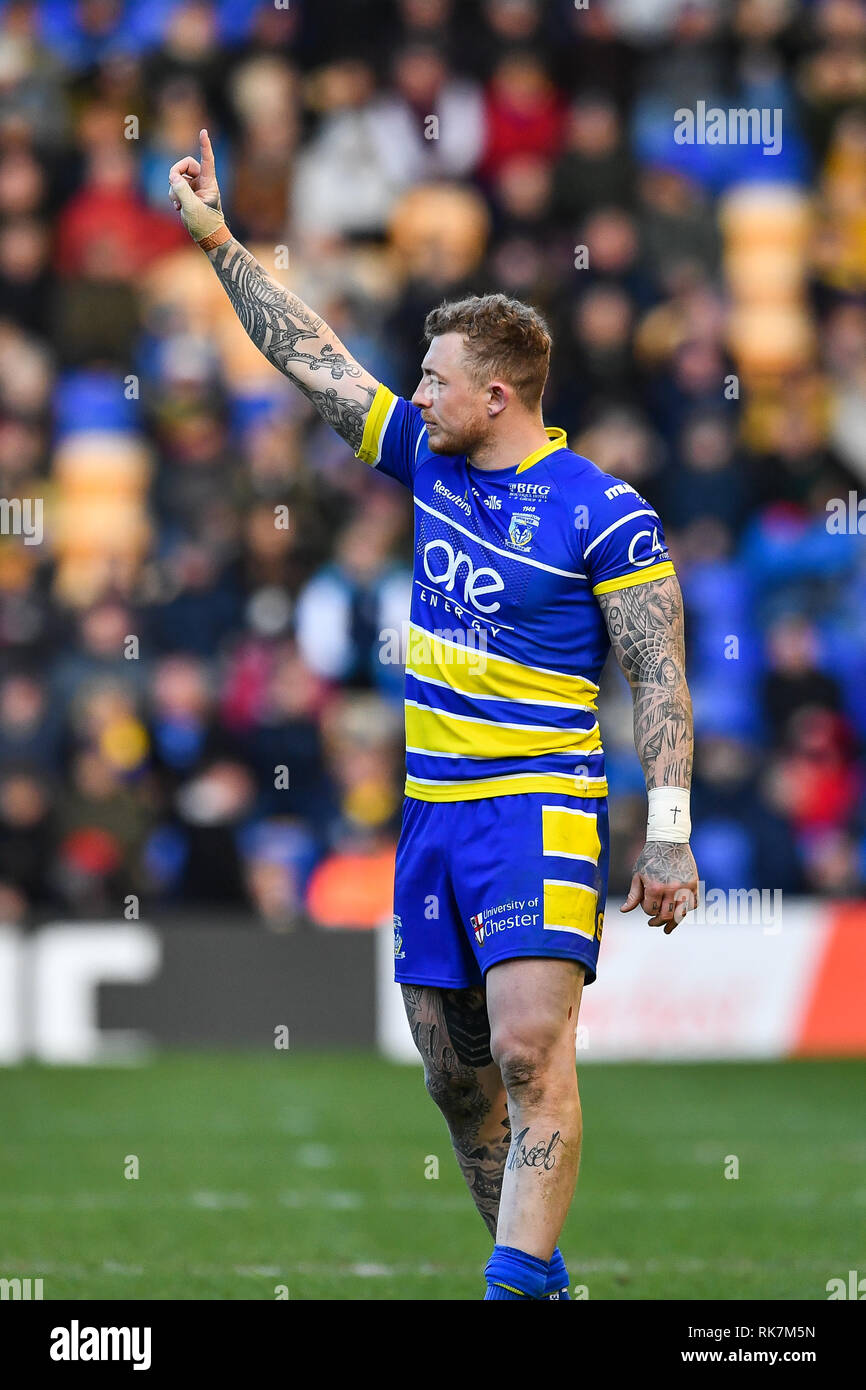 9. Februar 2019, Halliwell Jones Stadium, Warrington, England; Betfred Super League, Runde 2, Warrington Wolves vs Rumpf KR; Josh Charnley (5) von Warrington Credit: Craig Thomas/News Bilder Stockfoto