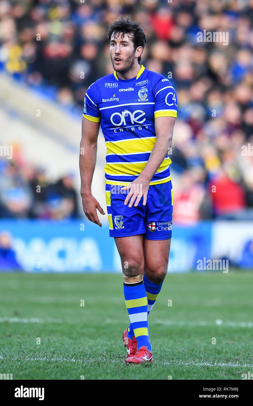 9. Februar 2019, Halliwell Jones Stadium, Warrington, England; Betfred Super League, Runde 2, Warrington Wolves vs Rumpf KR; Stefan Ratchford (1) von Warrington Credit: Craig Thomas/News Bilder Stockfoto