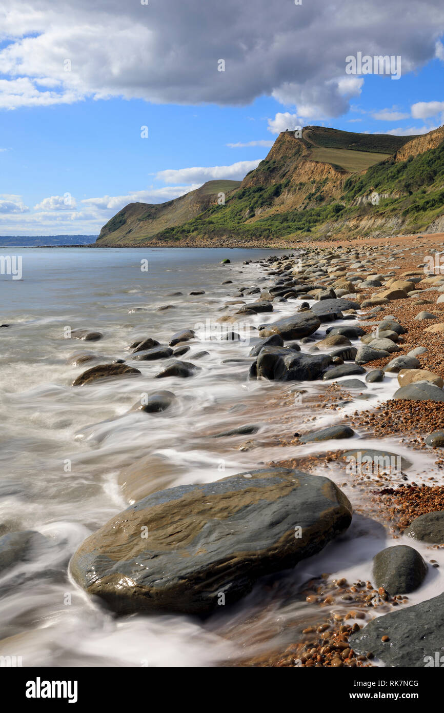 Die Jurassic World Heritage Küste bei Eype Mund in Dorset. Stockfoto