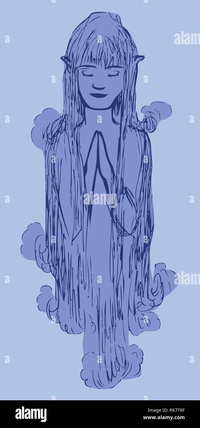 Skizze eines Wasser Fee in Hellblau von jziprian Stock Vektor