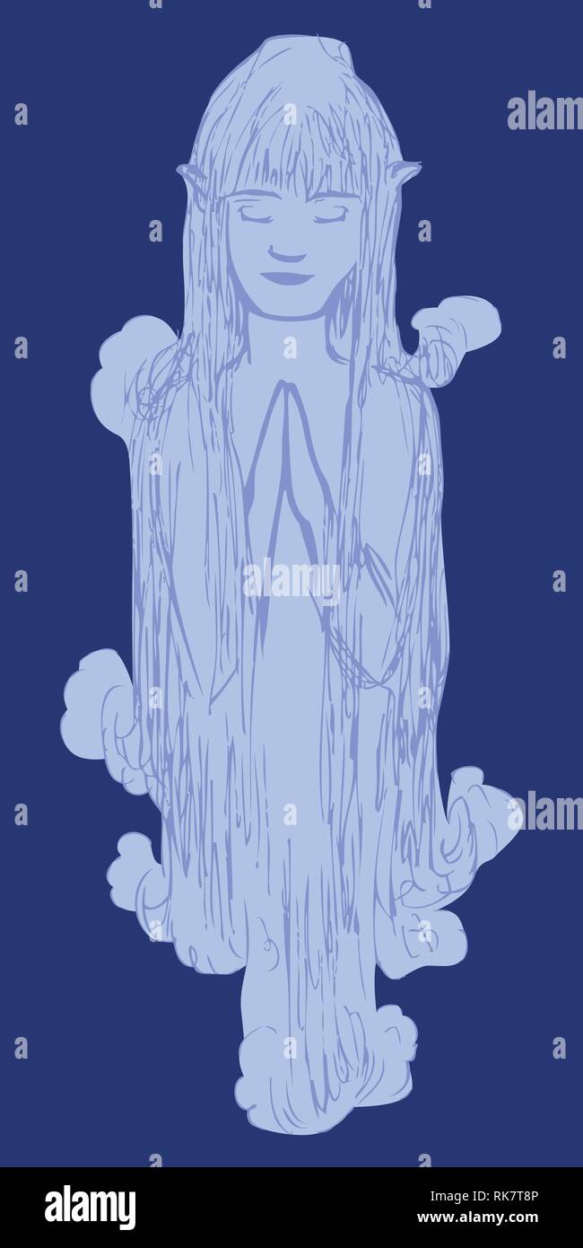 Skizze eines Wasser Märchen auf einem dunkelblauen Hintergrund von jziprian Stock Vektor