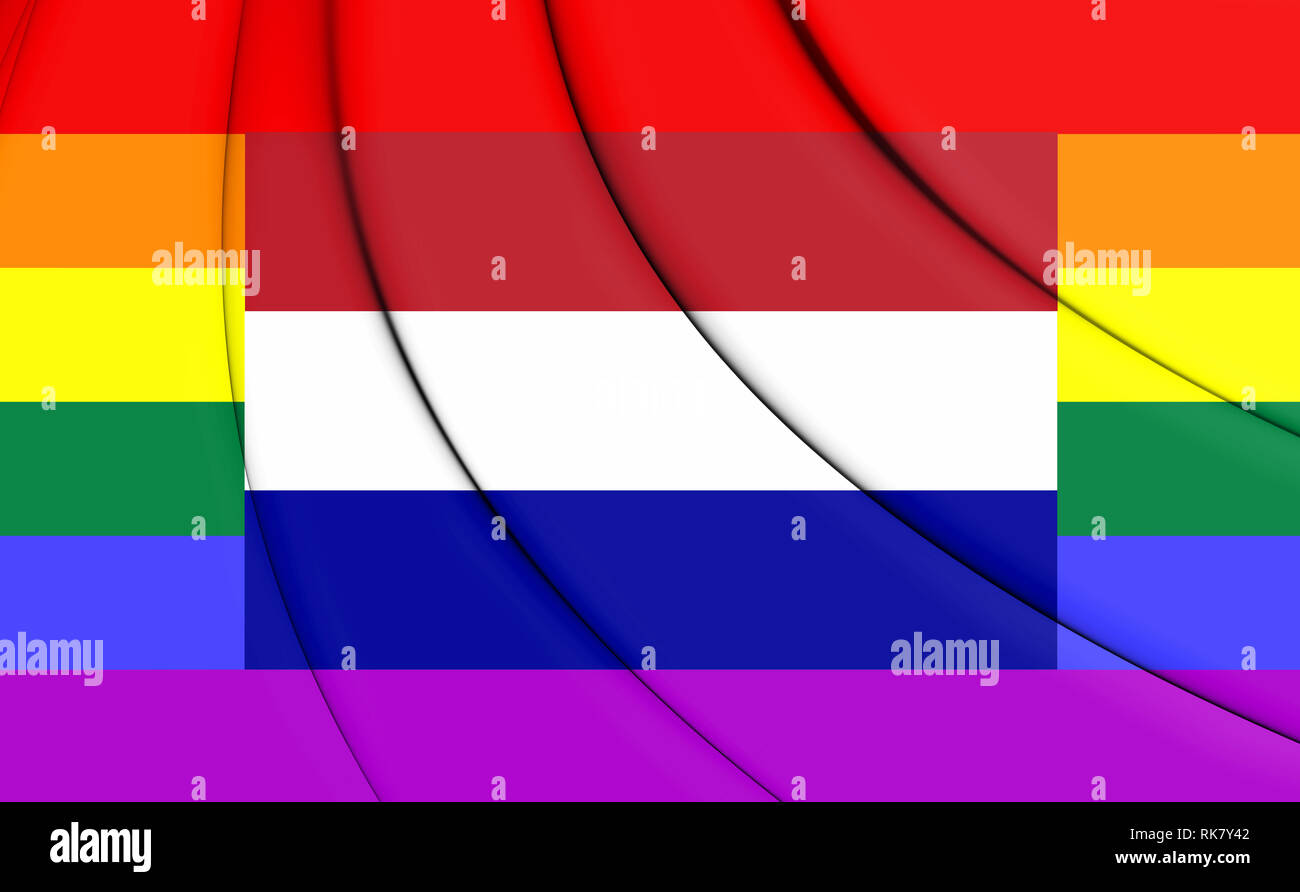 3D-Gay Flagge der Niederlande. 3D-Darstellung. Stockfoto