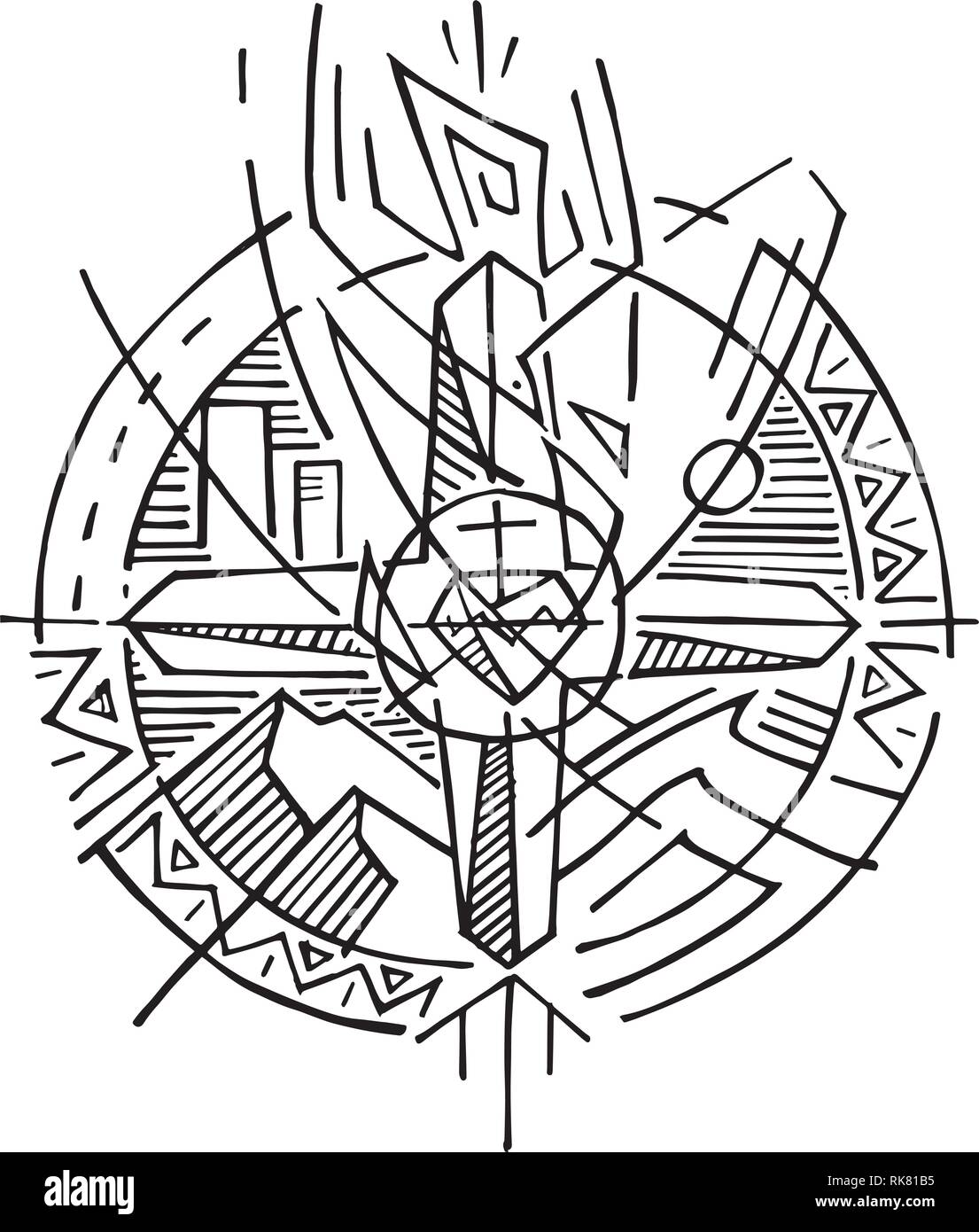 Hand vector Abbildung oder Zeichnung eines religiösen christlichen Symbol gezeichnet Stock Vektor