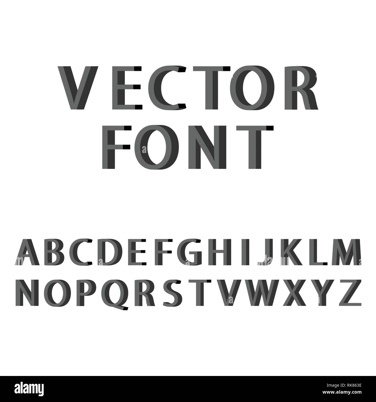 Vector3D-flat style Font. Satz, Sammlung von Briefen Alphabet. Stock Vektor