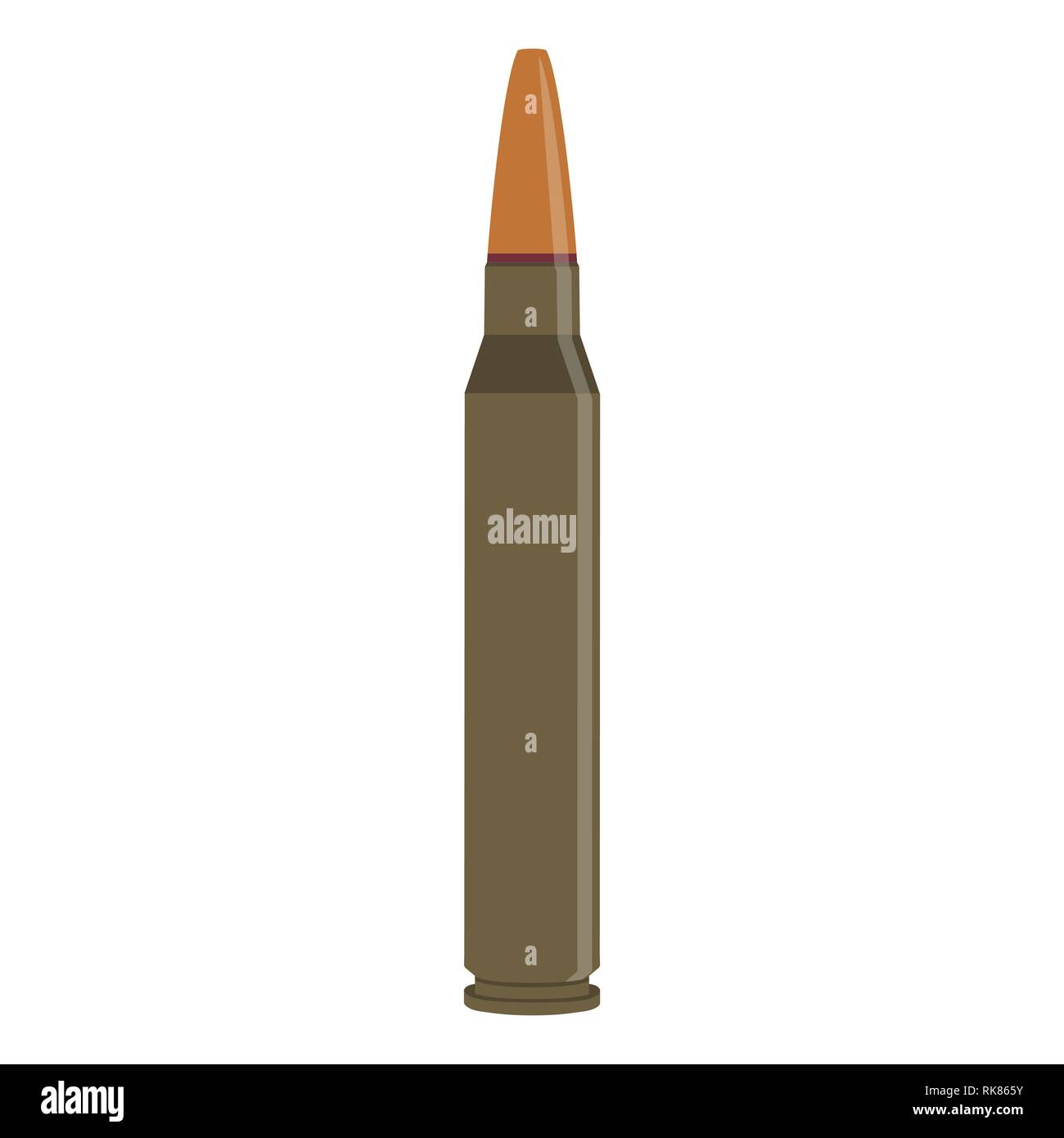 Vector Illustration Symbol * 5,56 * 45 mm Kaliber auf weißem Hintergrund. Munition Stock Vektor