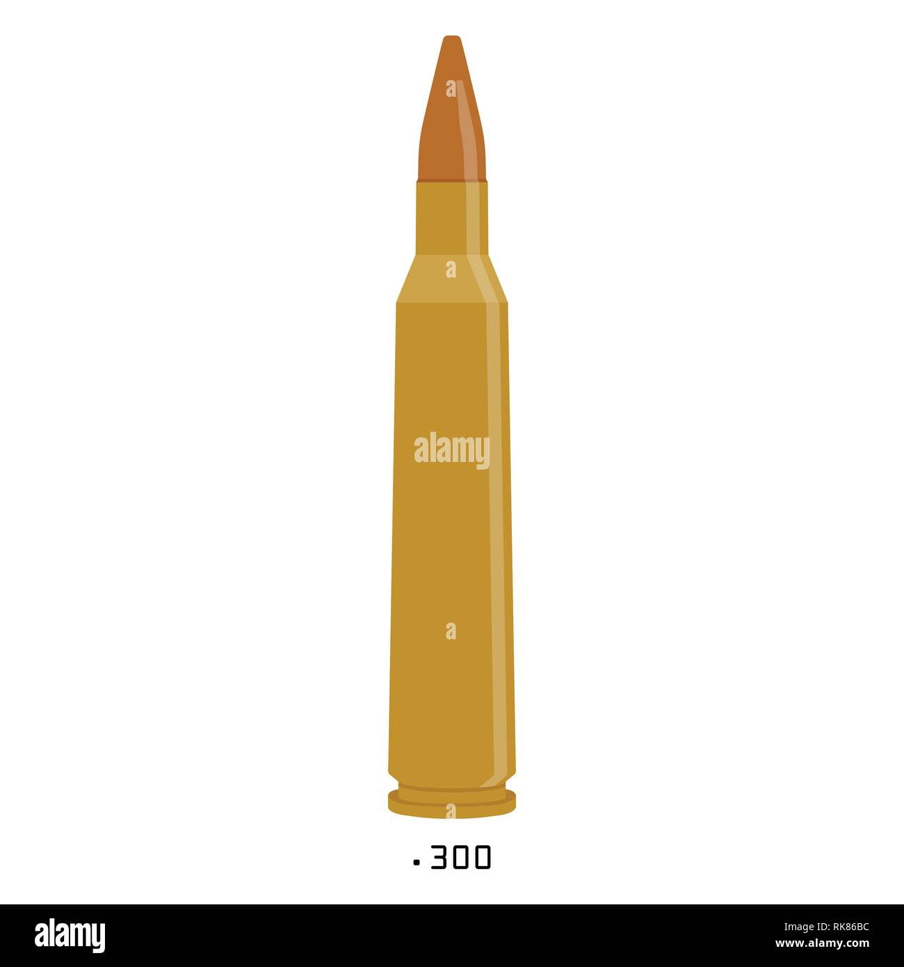 Vector Illustration Symbol bullet 300 Kaliber auf weißem Hintergrund. Munition Stock Vektor