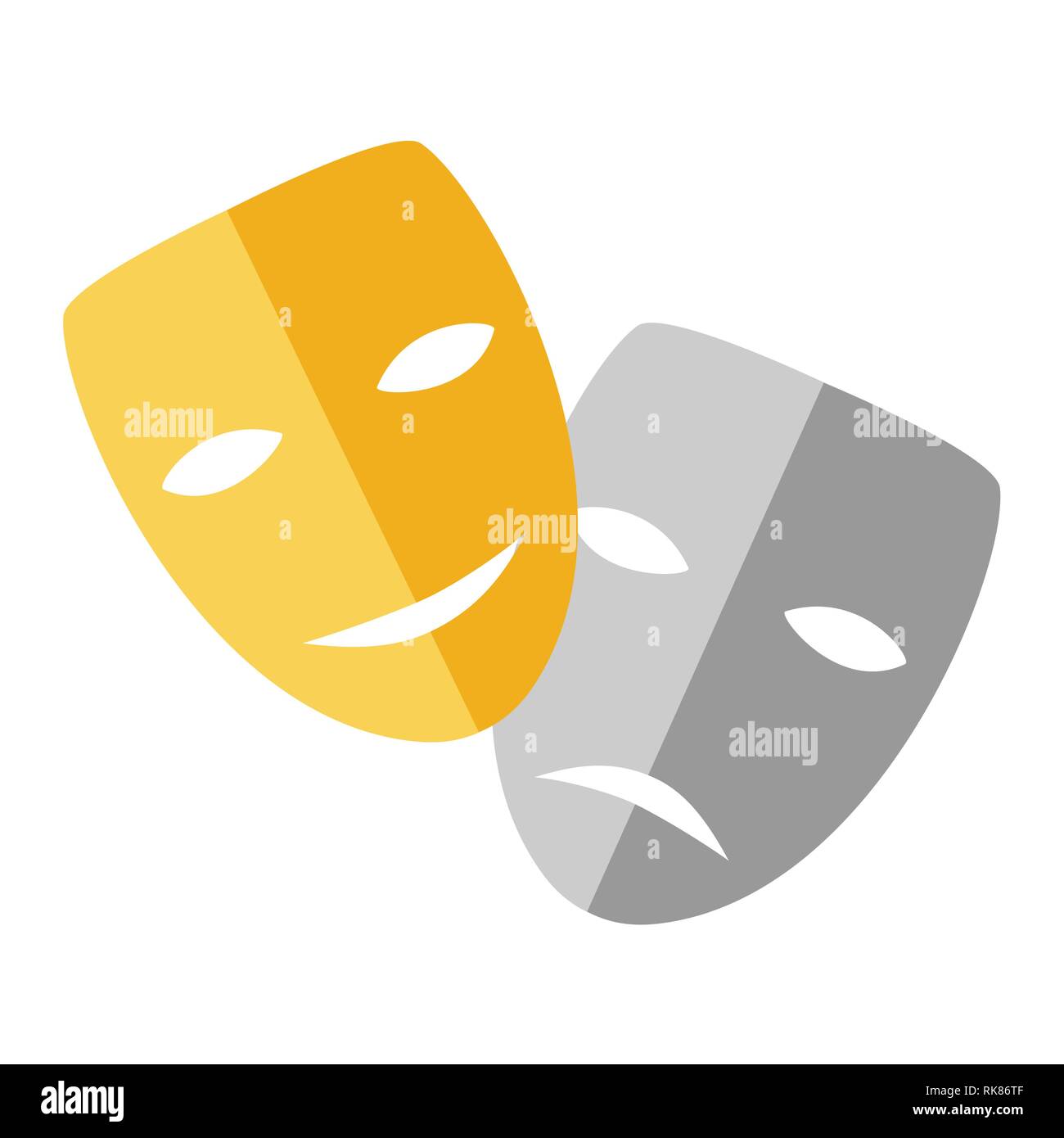 Vector Illustration goldenen und silbernen Theater Masken. Kunst Symbol Stock Vektor