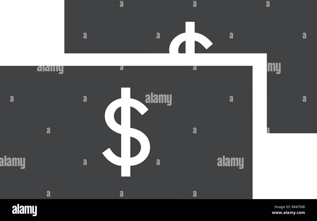 Einfache flache Geld Symbol isoliert. Dollar Papier bill Zeichen oder Symbol Stock Vektor