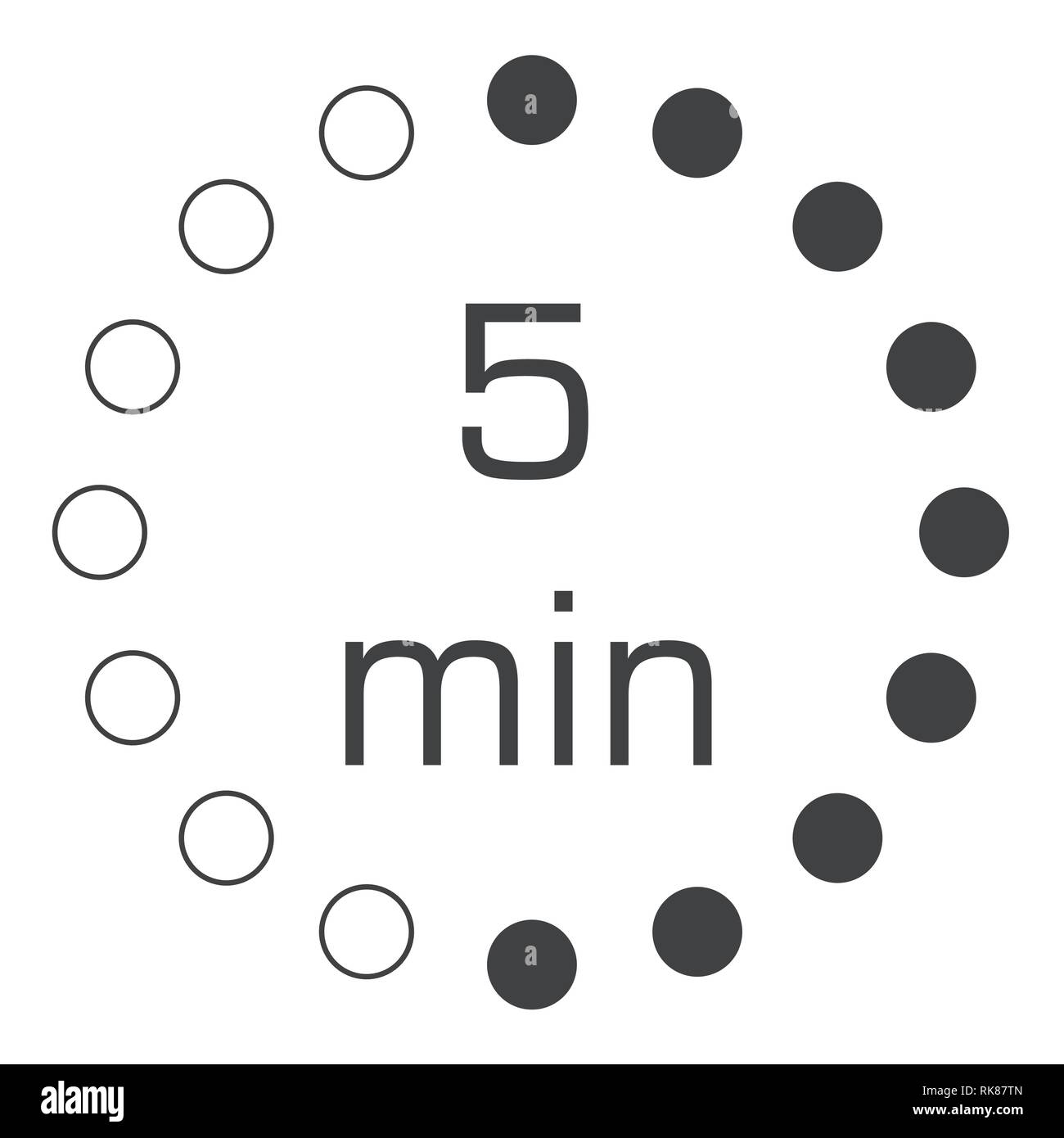 Die 5 Minuten, Stoppuhr Vektorsymbol, digitale Zeitschaltuhr. Taktgeber und Timer countdown Symbol ansehen. Stock Vektor