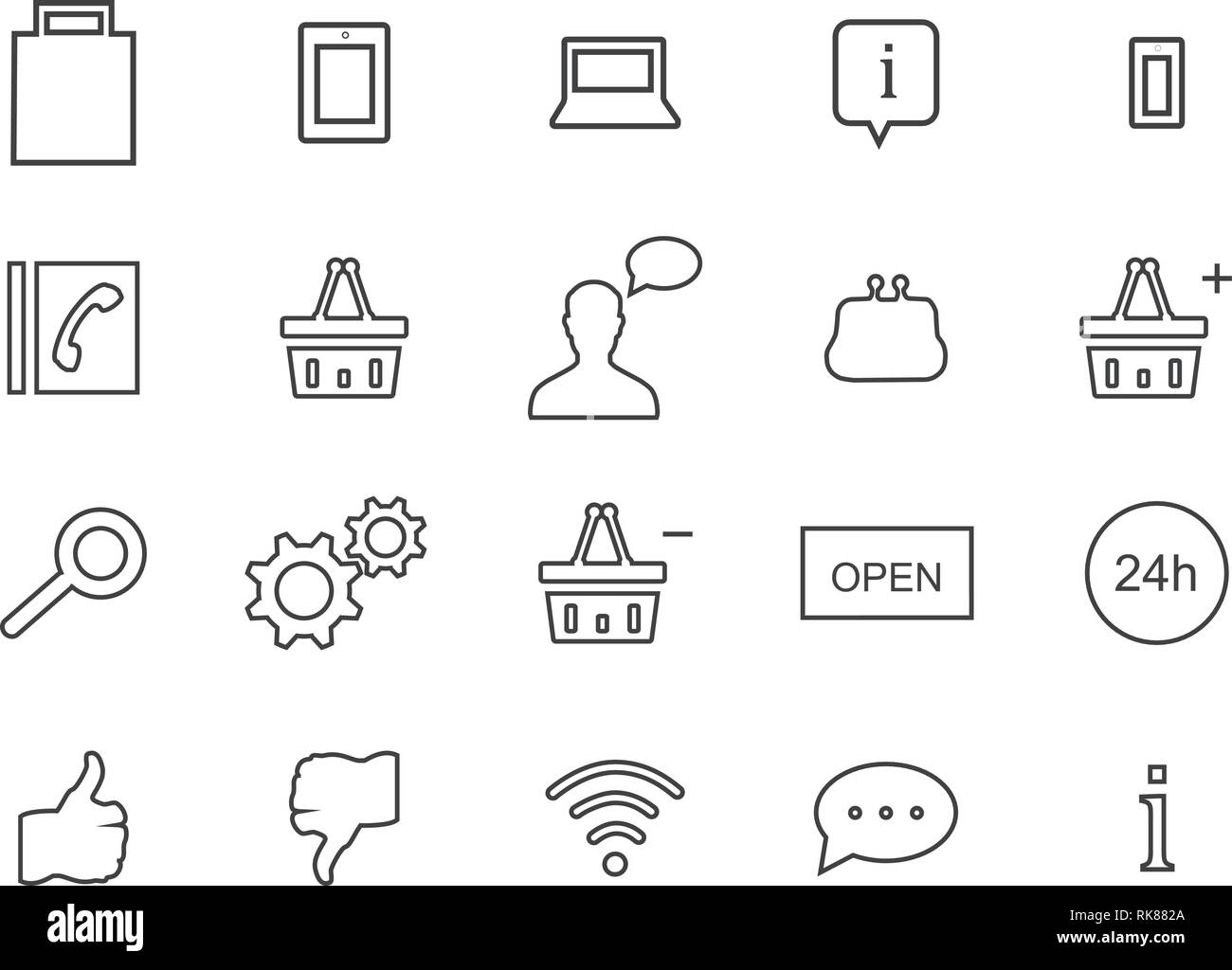 Vektor dünne Linien Web Icons Set - E-Commerce, Shopping Stock Vektor
