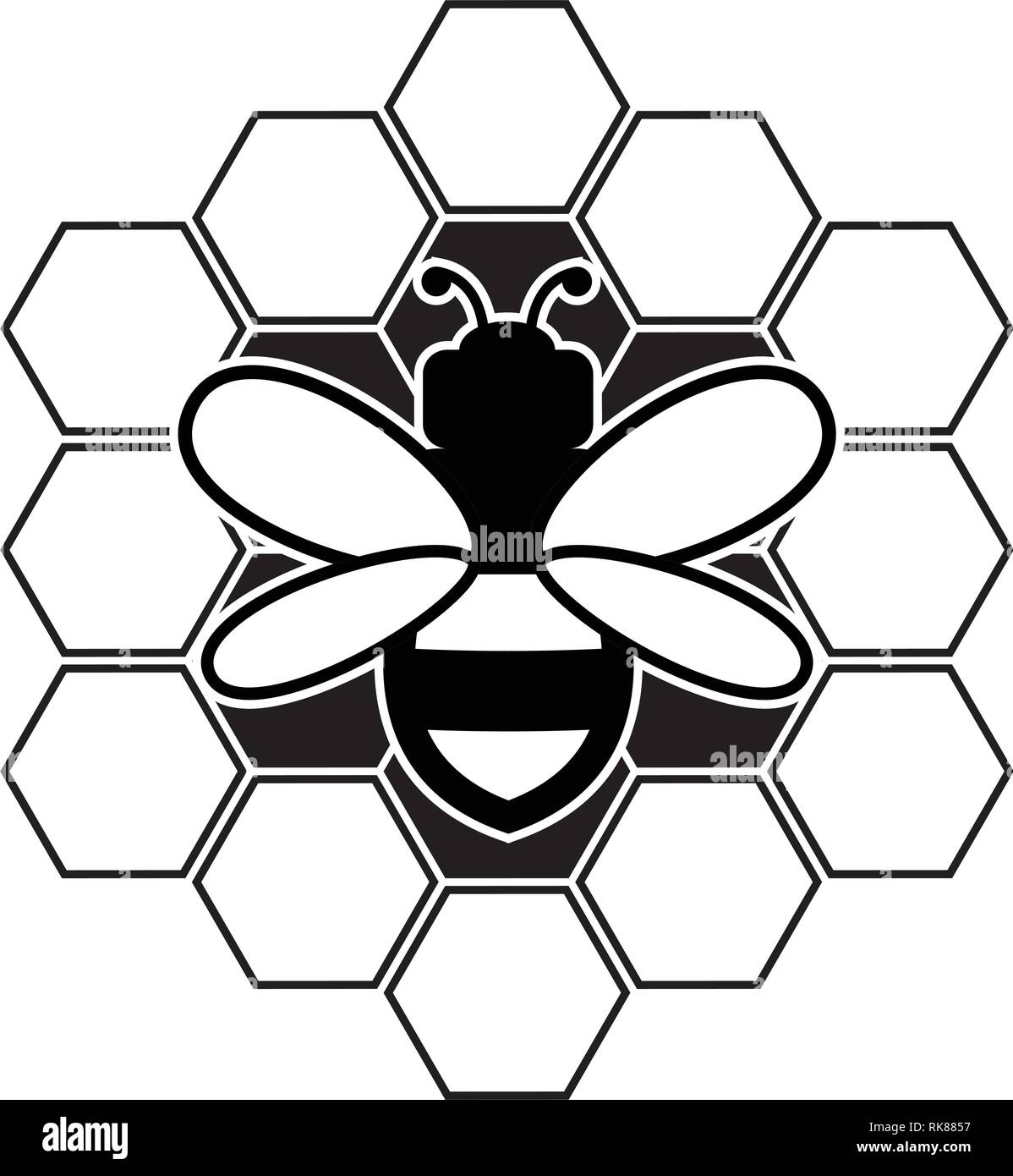 Vektor Biene und wabe Symbol auf weißem Hintergrund. flachbild Hummel logo Cartoon. honey bee Abbildung Stock Vektor