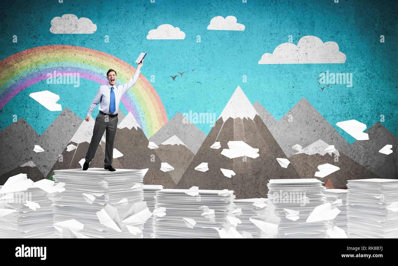 Fleißig, um erfolgreicher Geschäftsmann zu werden. Stockfoto