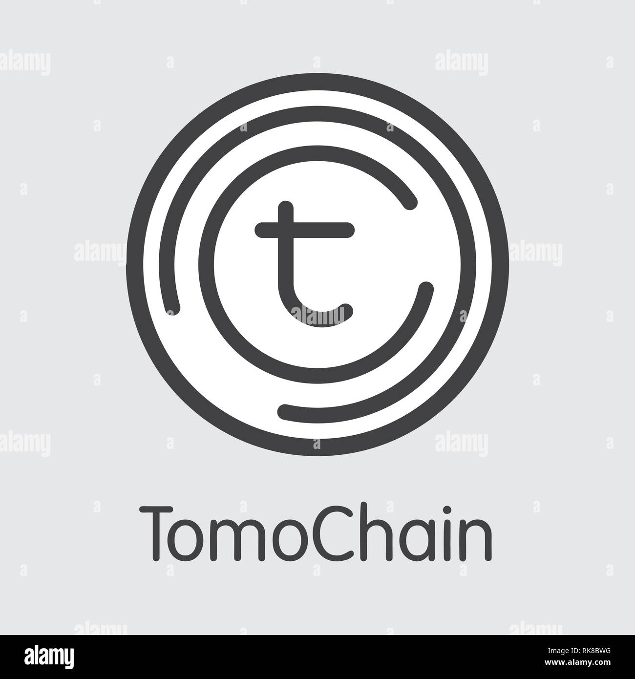 TOMO-Tomochain. Das Logo von Geld oder Markt Emblem. Stock Vektor