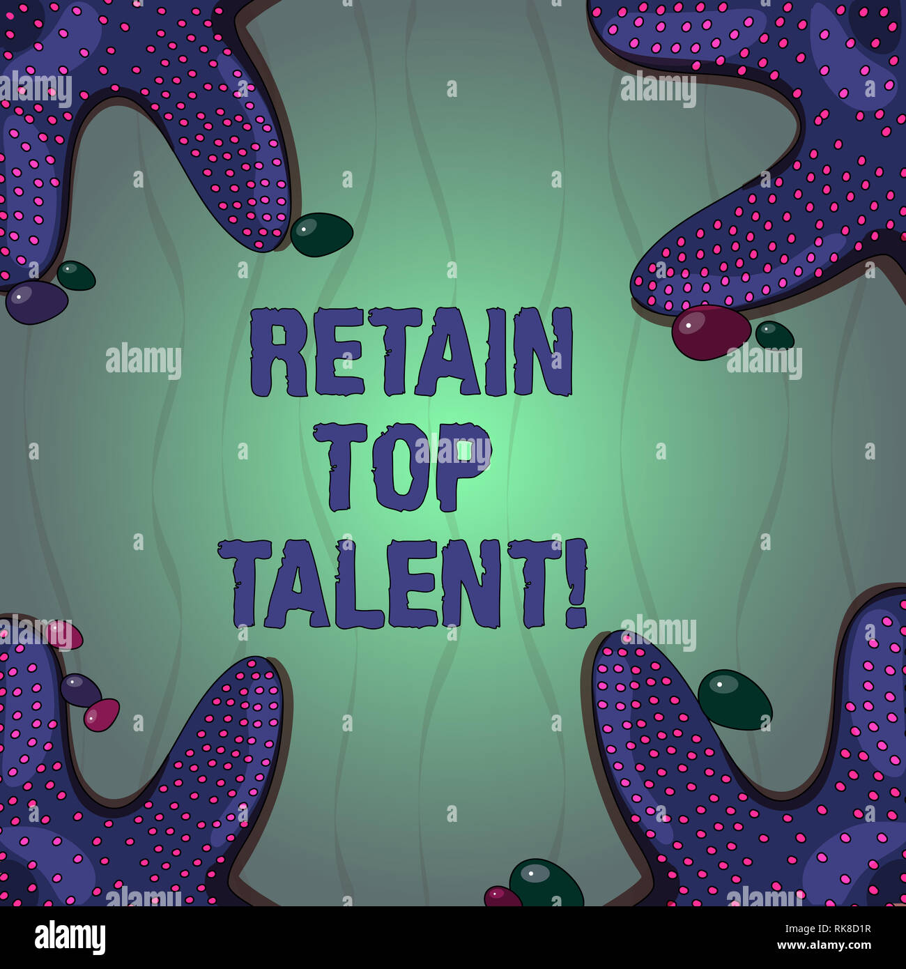 Konzeptionelle Hand schreiben Übersicht behalten Top Talent. Business Foto text Fähigkeit der Organisation zu behalten und seine Mitarbeiter Seestern auf vier Corne Stockfoto