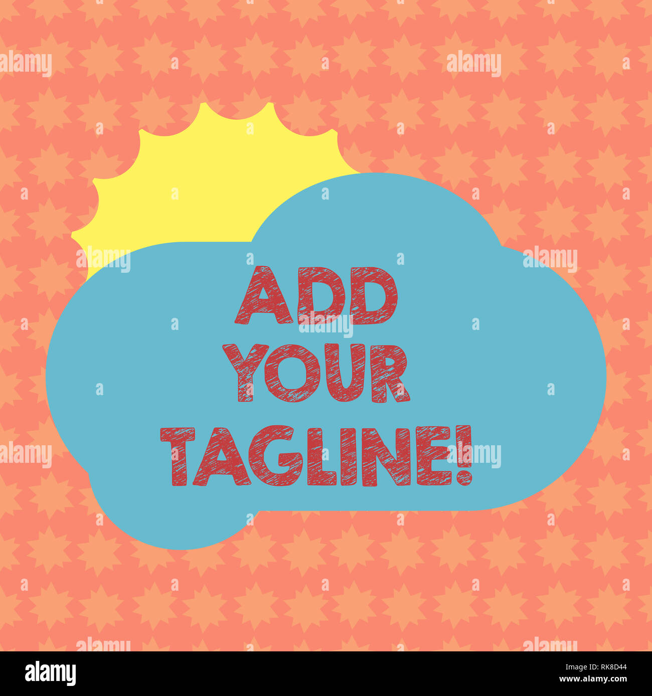 Schreiben Hinweis zeigen Sie Ihren Slogan hinzufügen. Business foto Präsentation Motto in Marketing und Werbung Sonne versteckt sich hinter leeren Flauschige Col Stockfoto