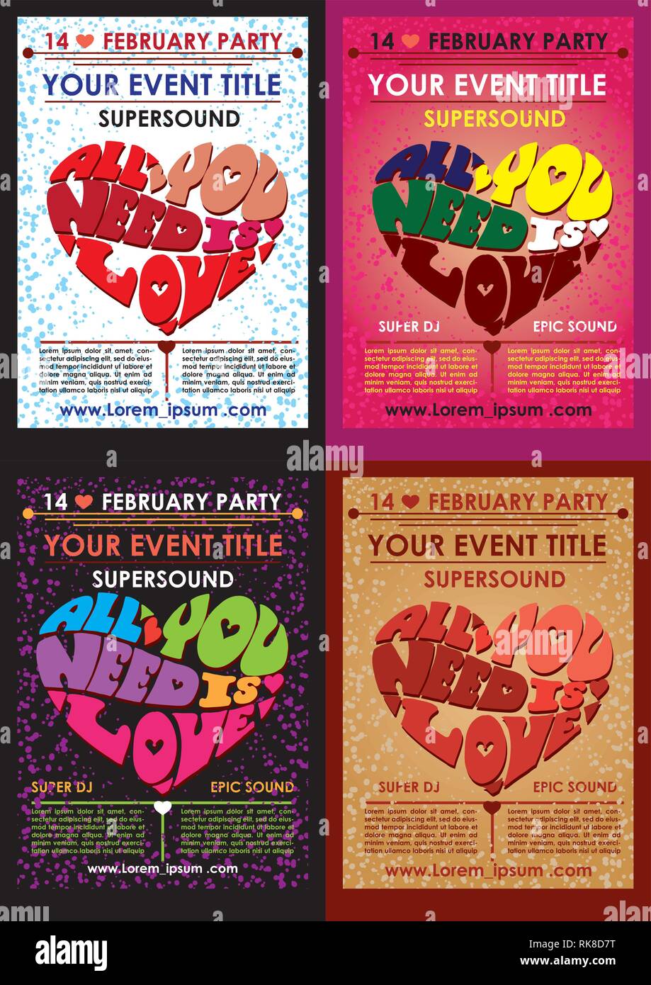 Kreative valentines konzeptionelle Vektor einrichten. Valentines Tag Poster. Stock Vektor