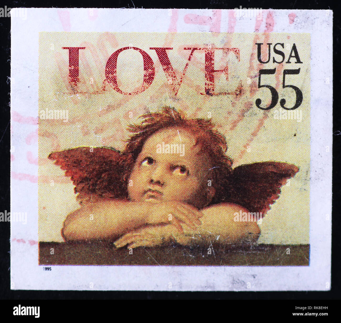 Cherub von Michelangelo auf amerikanischer Stempel lackiert Stockfoto