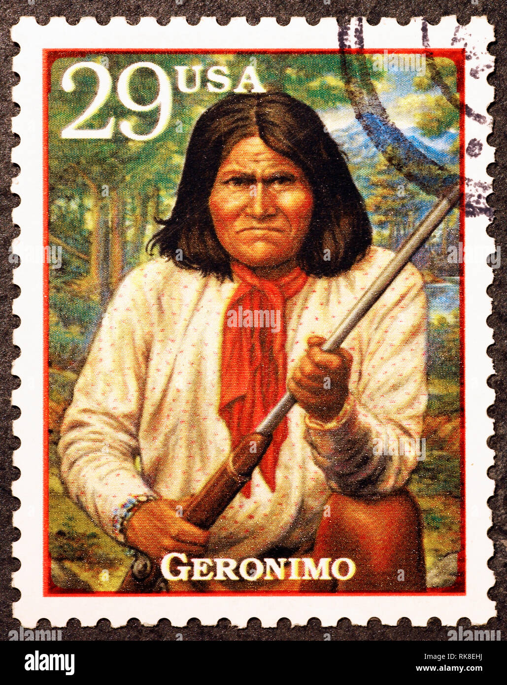 Chief Geronimo auf amerikanische Briefmarke Stockfoto