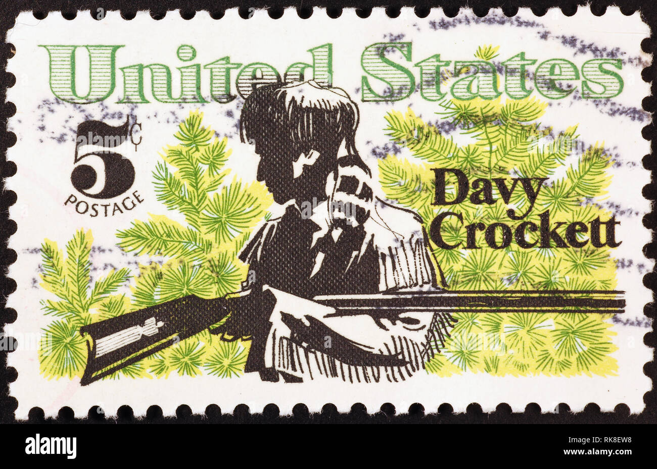 Davy Crockett auf amerikanische Briefmarke Stockfoto