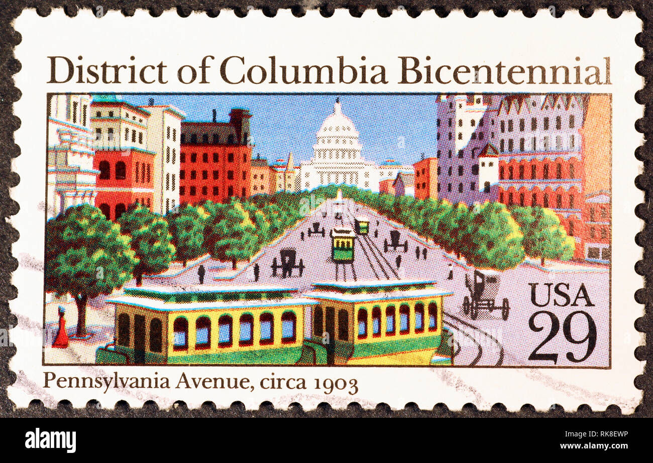 Distrikt von Columbia bicentennial auf amerikanische Briefmarke Stockfoto